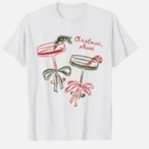 Gildan White Tee with Red and Green Christmas Design
